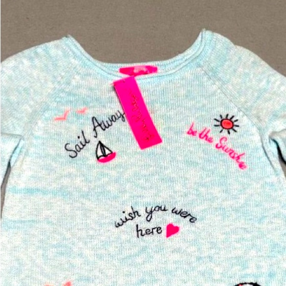 Lilly Pulitzer Danette Sweater Celestial Blue Sailabration Embroidery Size S NWT